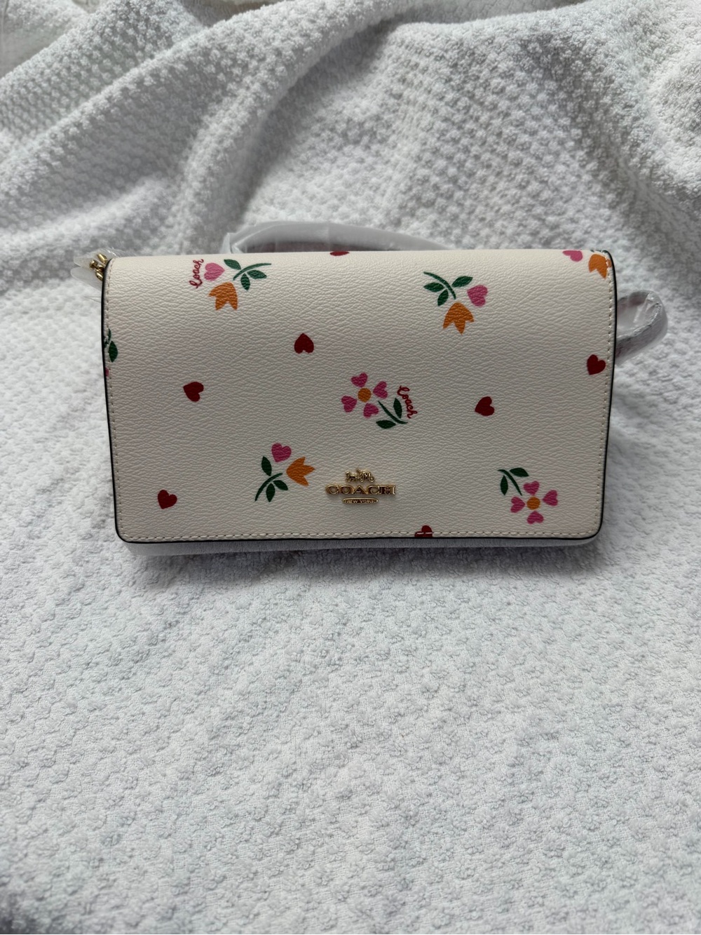 COACH Mini Klare Crossbody Bag Heart Petal Print Cream Pink Leather NWT Designer